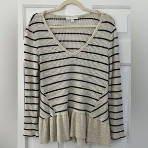 Anthropologie eri+ali Striped Waffle Long Sleeve, Gently Worn Size Medium